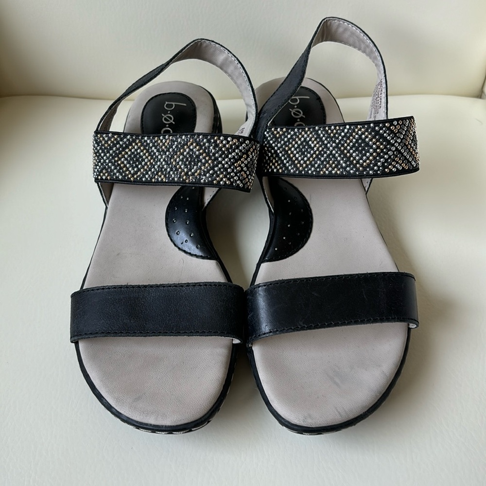 BOC Black Leather Studded Sandals